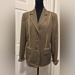 Kasper Brown Blazer with Cream Accents